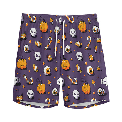 Halloween Eyeball Pattern Print Men's Sports Shorts