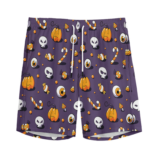 Halloween Eyeball Pattern Print Men's Sports Shorts