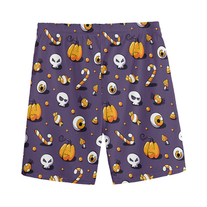 Halloween Eyeball Pattern Print Men's Sports Shorts