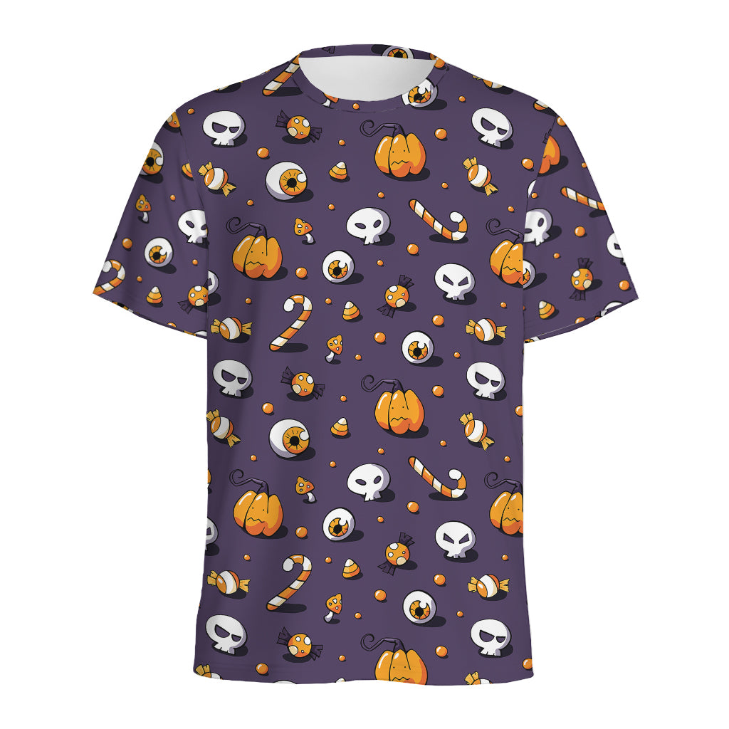 Halloween Eyeball Pattern Print Men's Sports T-Shirt