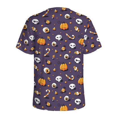 Halloween Eyeball Pattern Print Men's Sports T-Shirt
