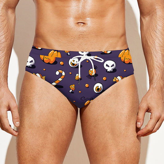 Halloween Eyeball Pattern Print Men's Swim Briefs