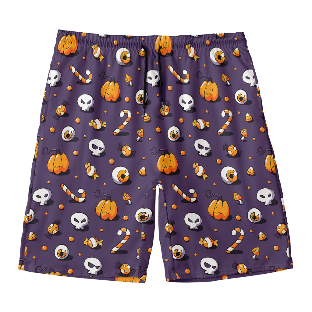 Halloween Eyeball Pattern Print Men's Swim Trunks