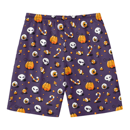 Halloween Eyeball Pattern Print Men's Swim Trunks