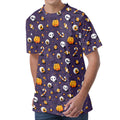 Halloween Eyeball Pattern Print Men's Velvet T-Shirt