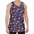 Halloween Eyeball Pattern Print Men's Velvet Tank Top