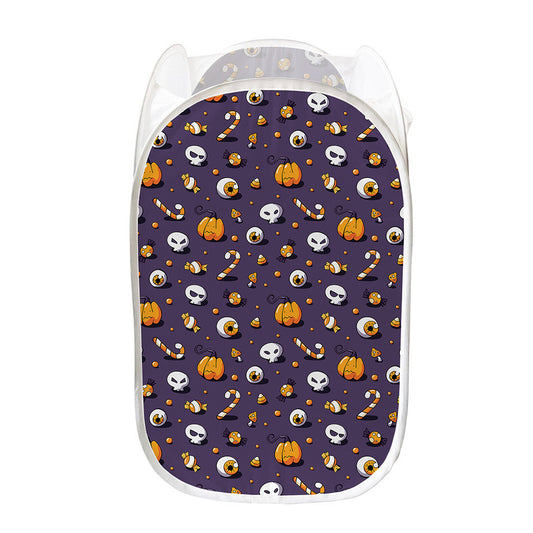 Halloween Eyeball Pattern Print Mesh Laundry Hamper