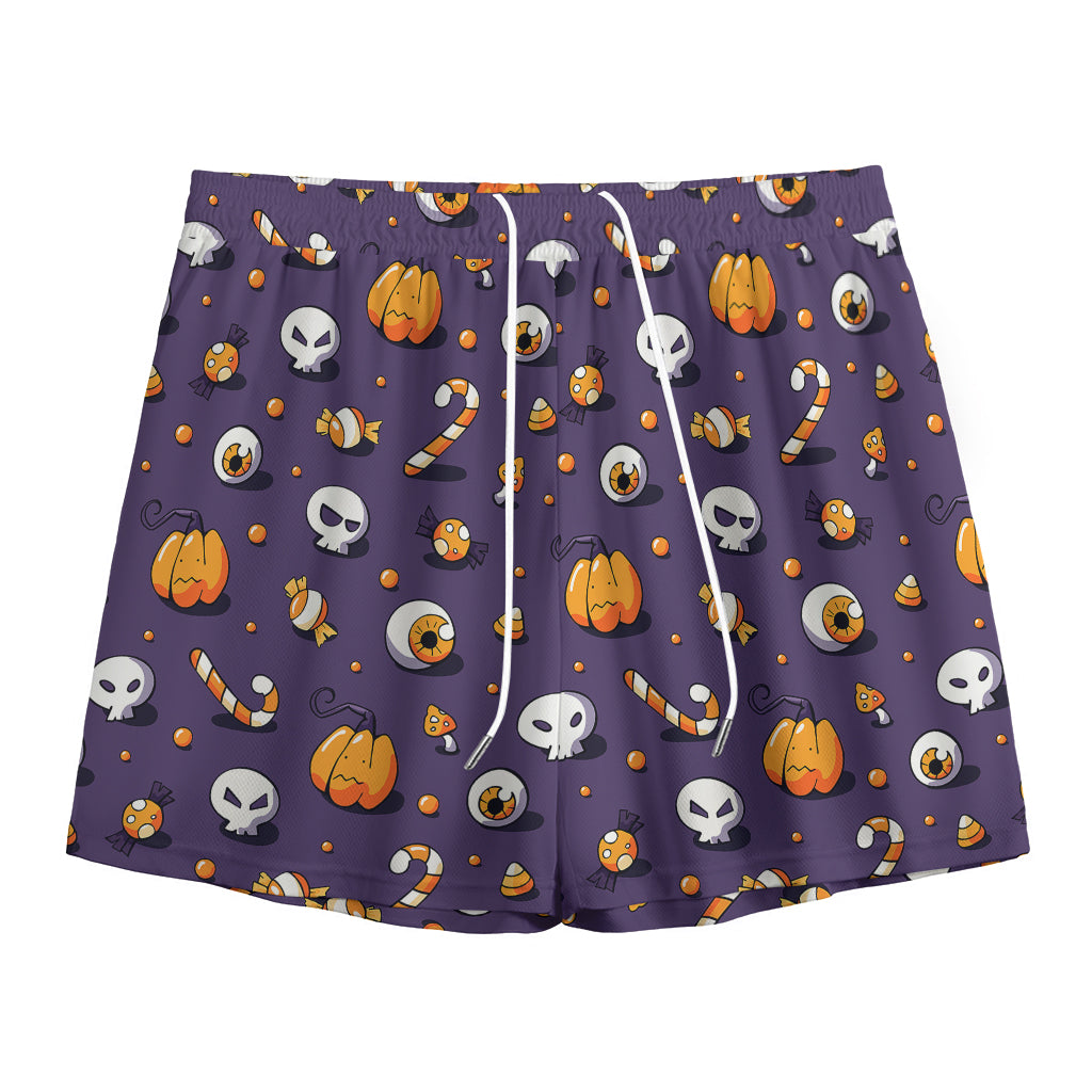 Halloween Eyeball Pattern Print Mesh Shorts