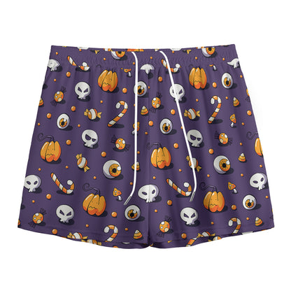 Halloween Eyeball Pattern Print Mesh Shorts