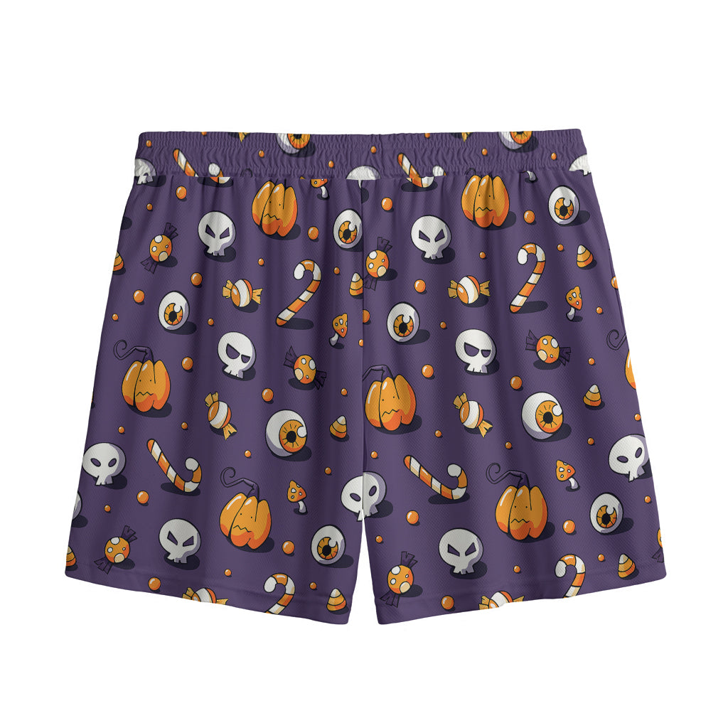 Halloween Eyeball Pattern Print Mesh Shorts