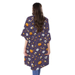 Halloween Eyeball Pattern Print Open Front Beach Cover Up