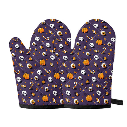 Halloween Eyeball Pattern Print Oven Mitts