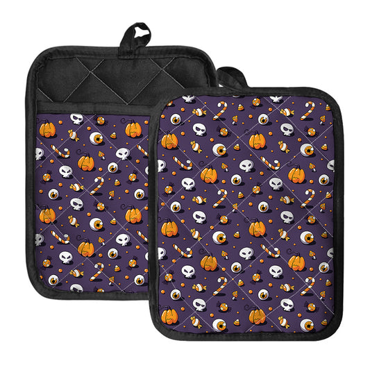 Halloween Eyeball Pattern Print Pot Holders With Pocket