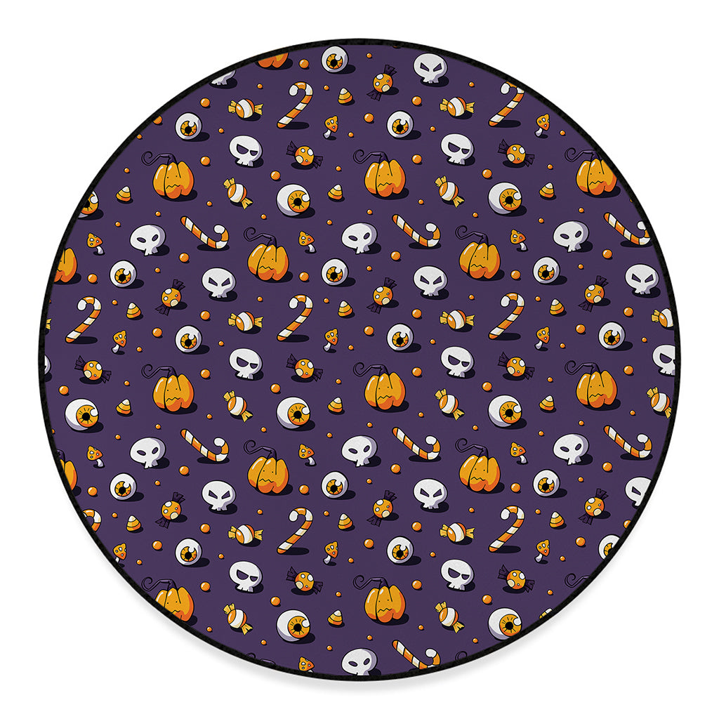 Halloween Eyeball Pattern Print Round Floor Mat