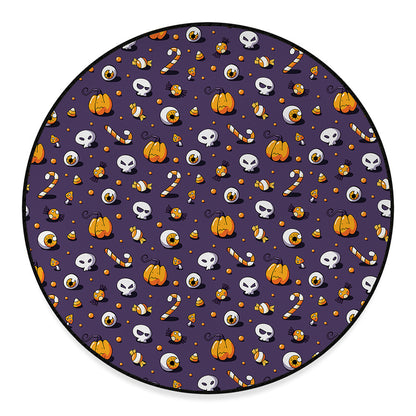 Halloween Eyeball Pattern Print Round Floor Mat