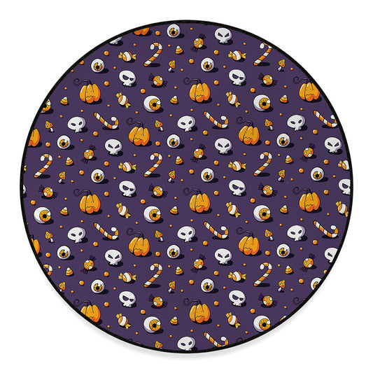 Halloween Eyeball Pattern Print Round Floor Mat