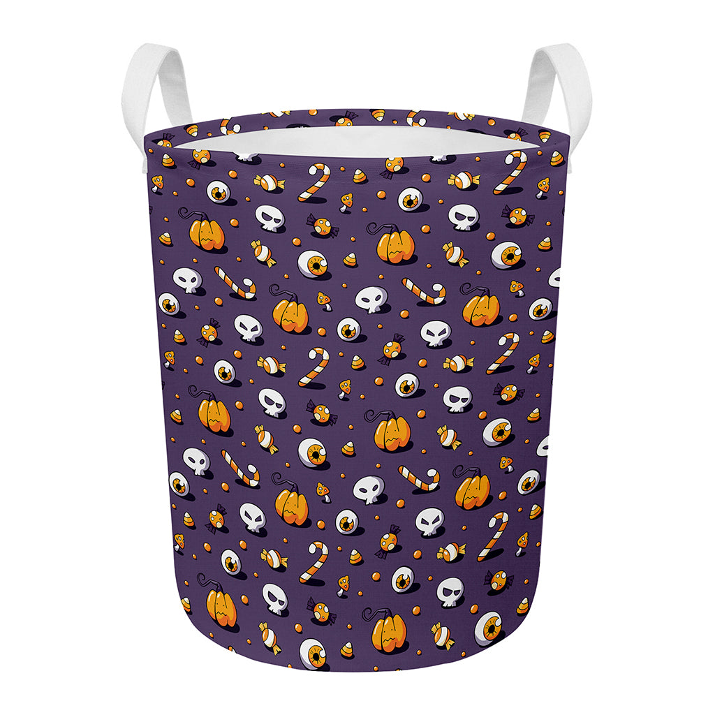Halloween Eyeball Pattern Print Round Laundry Basket