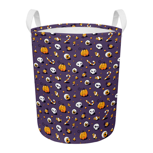 Halloween Eyeball Pattern Print Round Laundry Basket