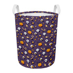 Halloween Eyeball Pattern Print Round Laundry Basket