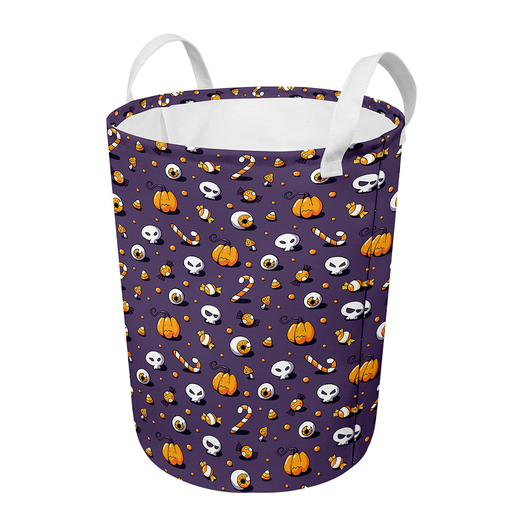 Halloween Eyeball Pattern Print Round Laundry Basket