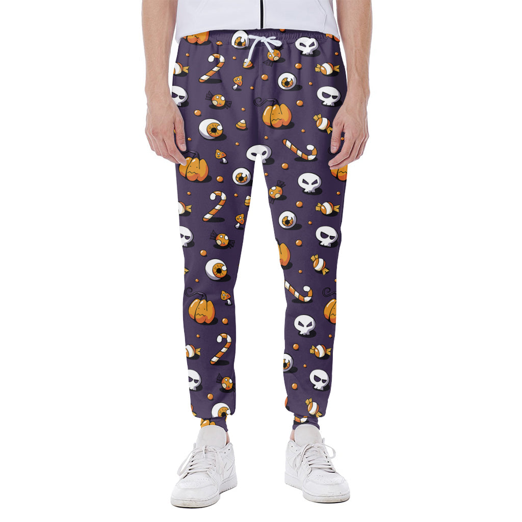 Halloween Eyeball Pattern Print Scuba Joggers