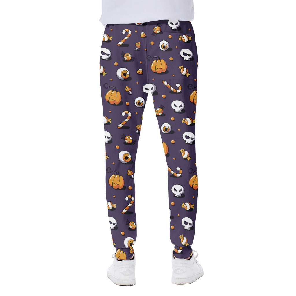 Halloween Eyeball Pattern Print Scuba Joggers