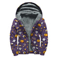Halloween Eyeball Pattern Print Sherpa Lined Zip Up Hoodie