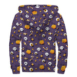 Halloween Eyeball Pattern Print Sherpa Lined Zip Up Hoodie