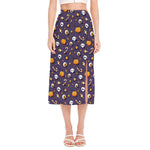 Halloween Eyeball Pattern Print Side Slit Midi Skirt