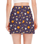 Halloween Eyeball Pattern Print Side Slit Mini Skirt