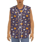 Halloween Eyeball Pattern Print Sleeveless Baseball Jersey