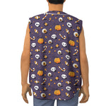 Halloween Eyeball Pattern Print Sleeveless Baseball Jersey