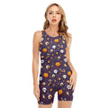 Halloween Eyeball Pattern Print Sleeveless One Piece Swimsuit