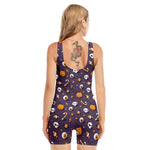 Halloween Eyeball Pattern Print Sleeveless One Piece Swimsuit