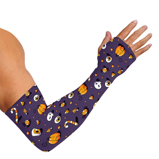 Halloween Eyeball Pattern Print Sun Protection Arm Sleeves