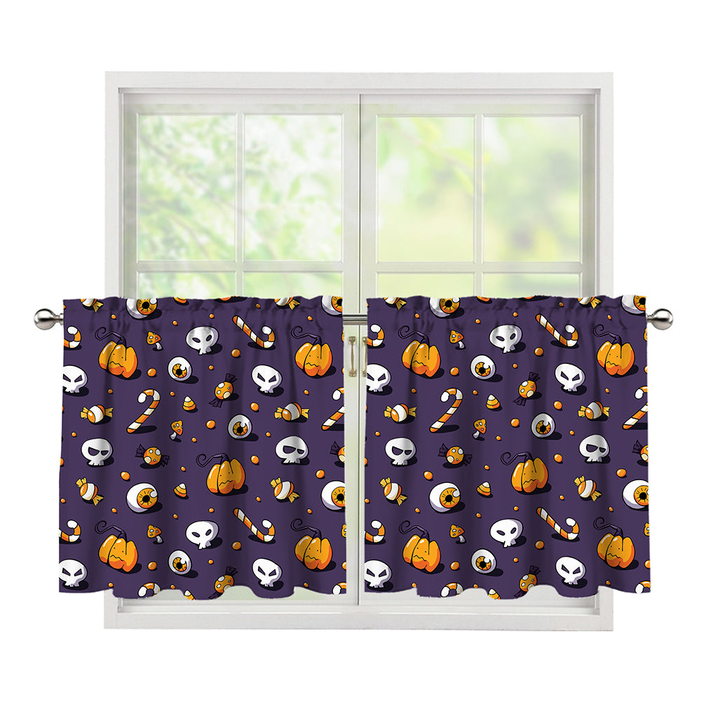 Halloween Eyeball Pattern Print Tier Curtains