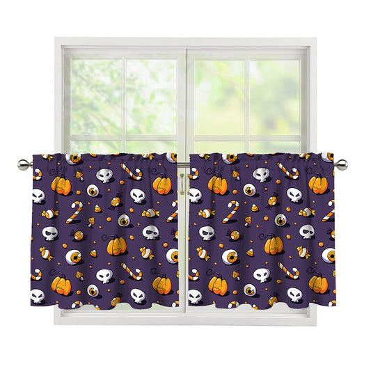 Halloween Eyeball Pattern Print Tier Curtains