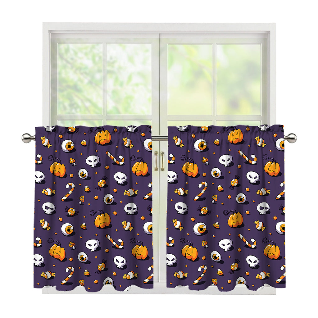 Halloween Eyeball Pattern Print Tier Curtains