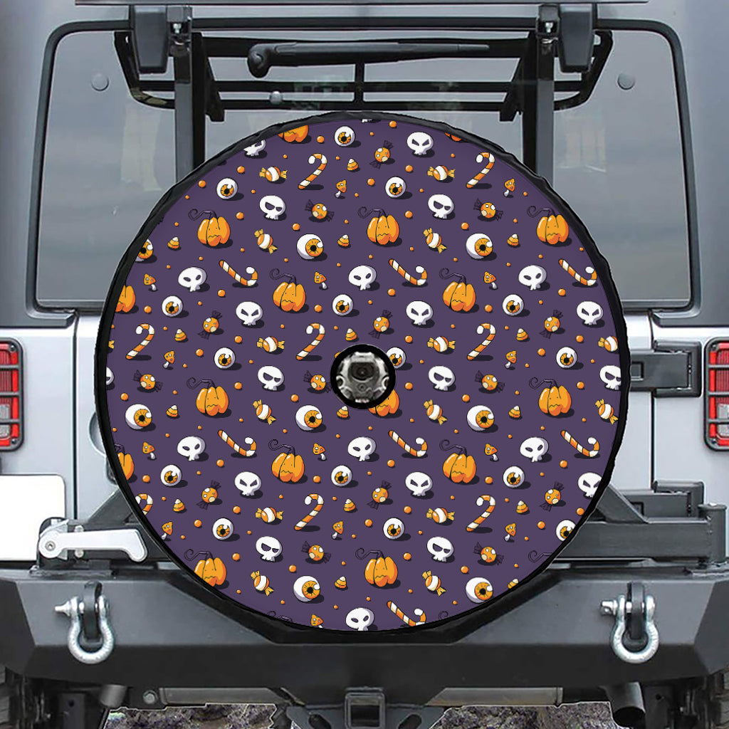 Halloween Eyeball Pattern Print Tire Cover With Camera Hole