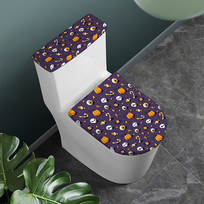 Halloween Eyeball Pattern Print Toilet Lid And Tank Cover Set