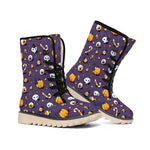 Halloween Eyeball Pattern Print Winter Boots