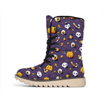 Halloween Eyeball Pattern Print Winter Boots