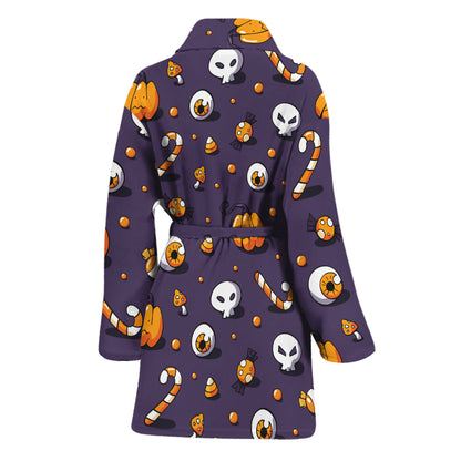 Halloween Eyeball Pattern Print Women's Bathrobe