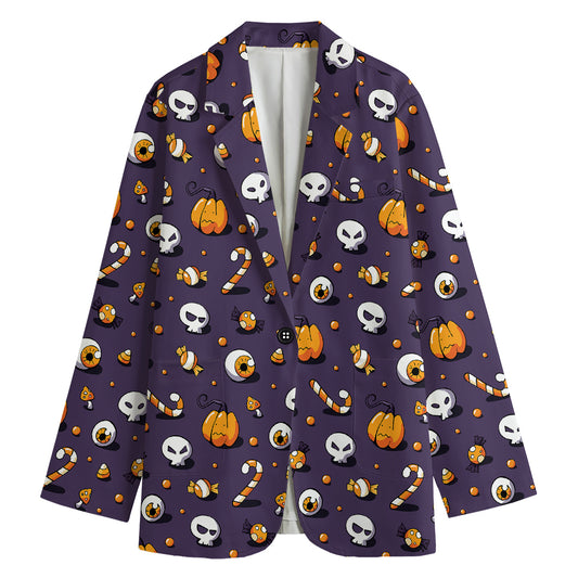 Halloween Eyeball Pattern Print Women's Blazer