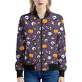 Halloween Eyeball Pattern Print Women's Bomber Jacket