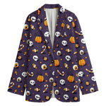 Halloween Eyeball Pattern Print Women's Cotton Blazer