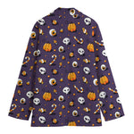 Halloween Eyeball Pattern Print Women's Cotton Blazer