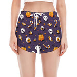 Halloween Eyeball Pattern Print Women's Split Running Shorts