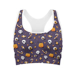 Halloween Eyeball Pattern Print Women's Sports Bra