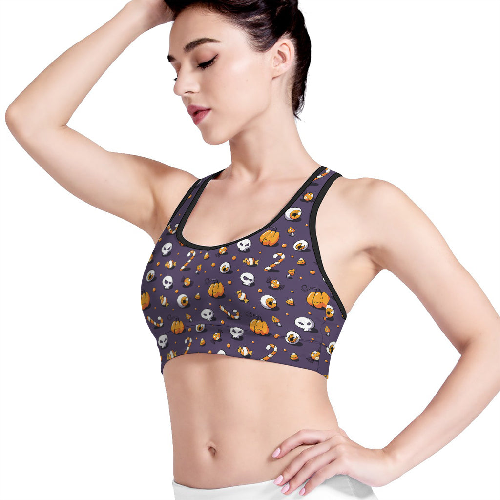 Halloween Eyeball Pattern Print Women's Sports Bra